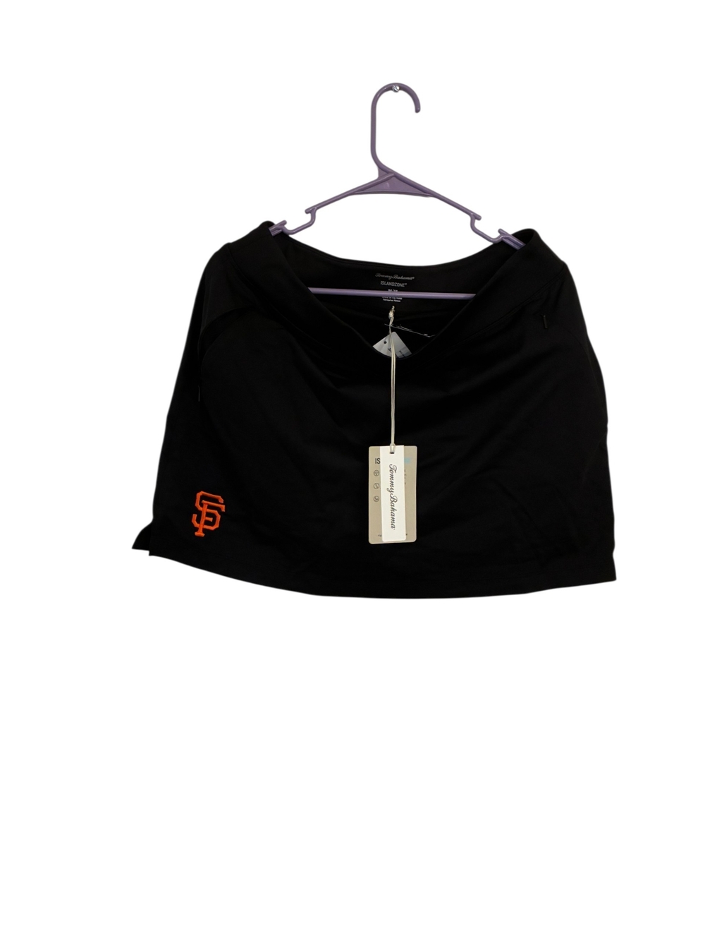 Tommy Bahama Black Mini Skirt with Orange Logo Accent